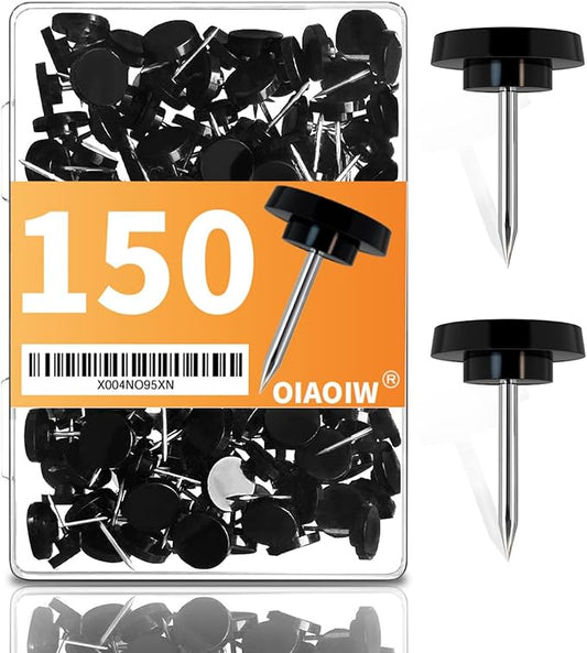 150 PCS Black Flat Push Pins for Wall Thumb Tacks for Walls Flat thumbtacks Push pin for Bulletin Board Shadow Box Display Thumbtack for Cork Board-DeskLoop Office