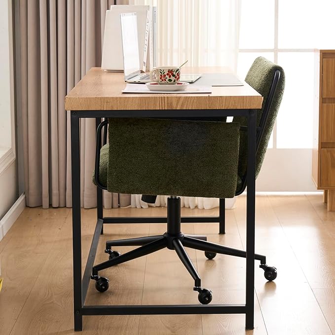 Kidol & Shellder Office Desk Chair Set of 4 with Arm, Swivel Adjustable Height with Wheels Comfortable Wide Seat for Home Office, Bedroom, Makeup Room, Green-DeskLoop Office