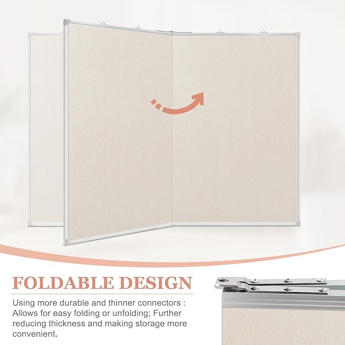 Double-Sided Large Cork Board with Linen, 60" x 40" Foldable Hanging Aluminum Framed Bulletin Board, Vision Board Pin Board Corkboards for Walls, Office, School Decor, 20 Pushpins-DeskLoop Office