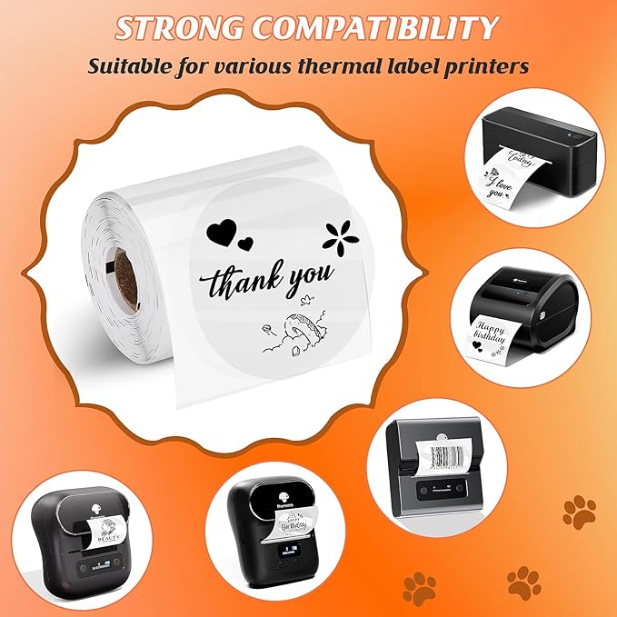 HuiJuKeJi 3 Rolls Transparent Round Thermal Labels, 2 Inch Circle Adhesive Direct Sticker Paper for Phomemo M220/M221/M100/M110/241BT, Multipurpose Clear Custom Sticker Label-140pcs/Roll-DeskLoop Office