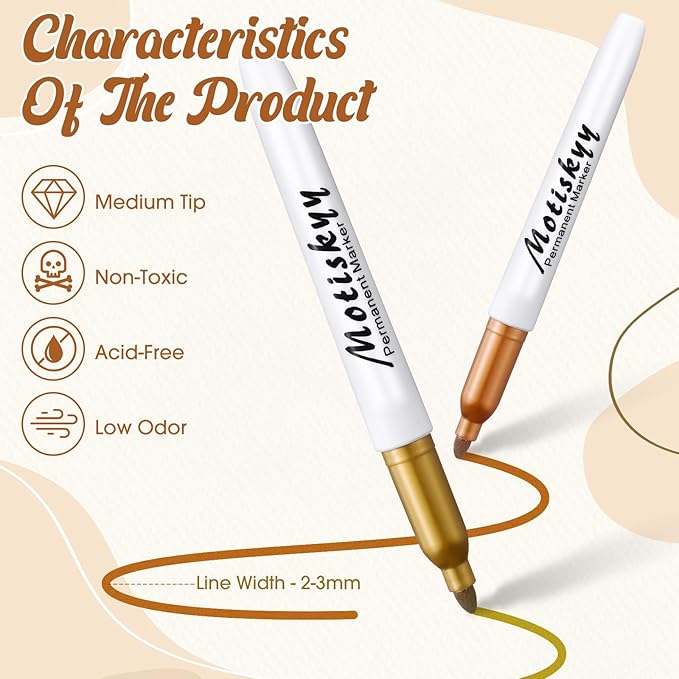 48 Pcs Metallic Permanent Markers Bulk Metallic Marker Pens Medium Tip Quick Dry Paint Pen for Classroom DIY Crafts Artist Illustration Gift Card Making (Gold and Silver)-DeskLoop Office