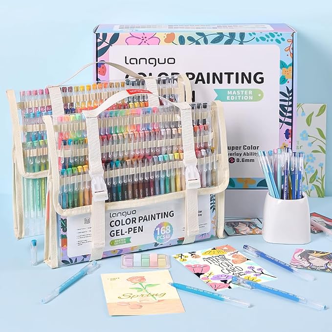 Gel Pens For Coloring, 168 Pack Colored Pens for Black Paper & White Paper, 0.6MM Fine Point Pens for Coloring, Writing, Drawing, Journaling, Note Taking, School, Office, Home-DeskLoop Office