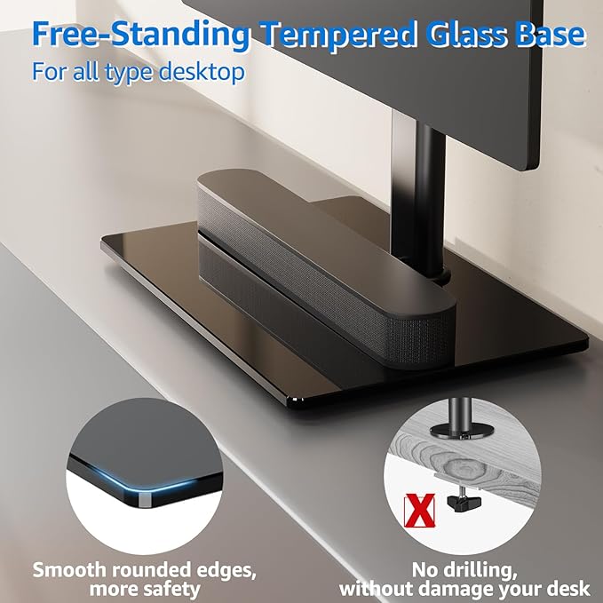 MOUNTUP Vertical Dual Monitor Stand, Stack Two Screens up to 32 inches,33 Lbs, Free-Standing Monitor Desk Mount, Monitor Riser with Swivel, Tilt, Height Adjustable, VESA Stand 100 x 100mm, 75 x 75mm-DeskLoop Office