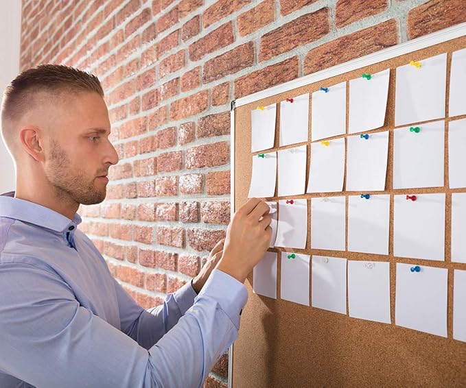 Board2by Bulletin Board 36 x 48, Silver Aluminium Framed 4x3 Large Wall Mounted Cork Office Notice Pin Board-DeskLoop Office