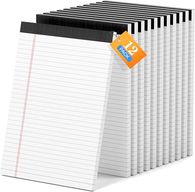 12 Pack of Legal Pads 8.5 x 11 Wide Ruled Writing Pads 8.5" x 11.75" Notepad 30 Sheets per White Legal Pad Clear Print Note Pads 8x11 Pads of Paper-DeskLoop Office