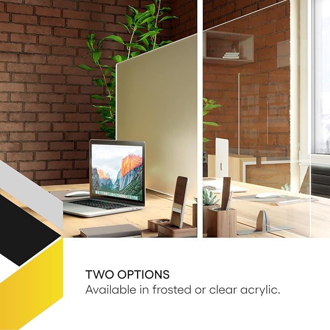 OBEX Acrylic Free Standing Screen, Divider for Desk Privacy Home & Office Partitions for Table Top Workstation, Portable Cubicle Panel for Work, 24" x 42", Frosted-DeskLoop Office