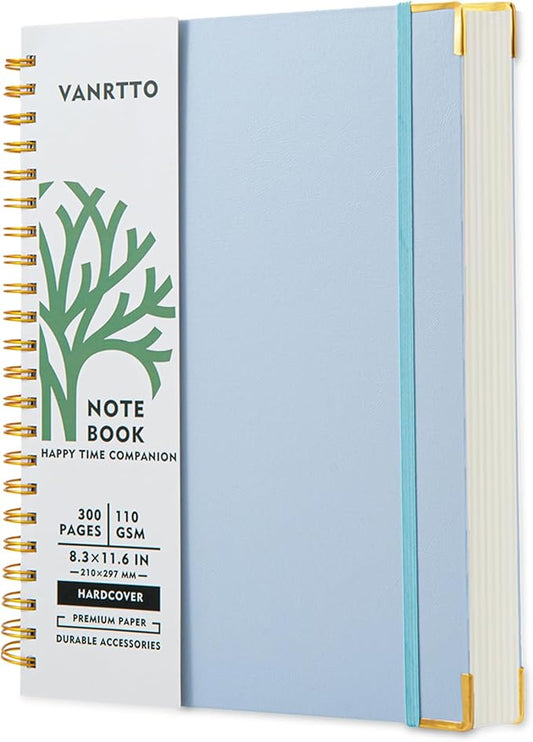Hardcover Spiral Notebook, 8.5 x 11 IN Notebooks College Ruled, 110 GSM Thick Lined Paper Notebooks for Work, School and Travel, 300 Pages Journals for Writing, Large Journal for Women and Men Blue-DeskLoop Office