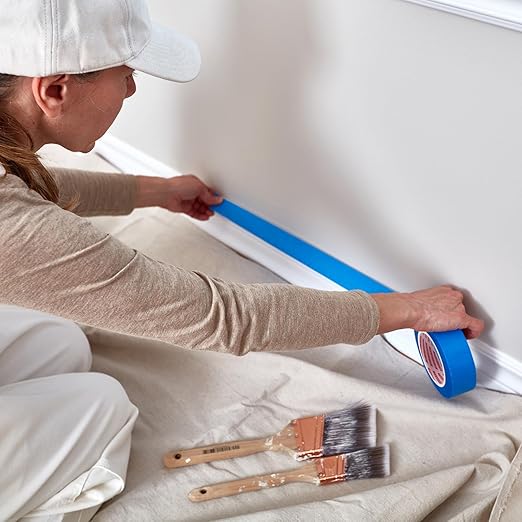 4 Rolls Painters Tape Blue Painters Tape 2 Inch Wide, Multi-Surface Masking Tape Bulk, 1.89 in x 220 Yd Total Blue Tape for Wall Painting Home Improvement DIY Crafts-DeskLoop Office
