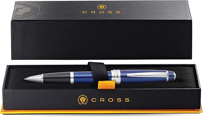 Cross Bailey Refillable Rollerball Pen Presented in a Premium Gift Box - Medium Point, Black Ink, Blue-DeskLoop Office