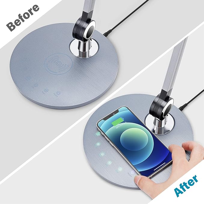Desk Lamp,Led Architect Desk Lamp,Desk Lamps for Home Office,Table lamp with Wireless Charger & Adjustable Swing Arm,Touch Control, 3 Lighting Mode,5 Brightness,Eye-Caring Office Lamp-DeskLoop Office