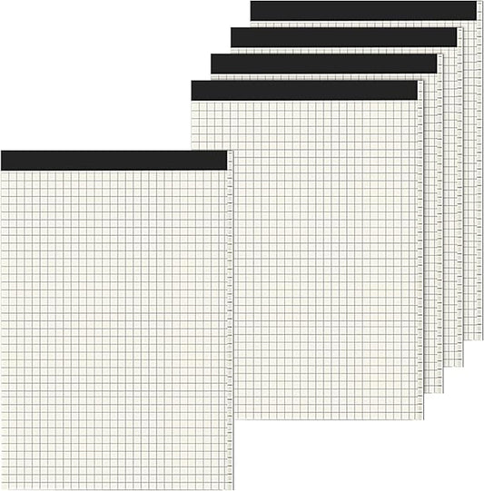 5 Pack A4 Graph Paper Pads, Quad Grid Paper Pad, 80 Sheets/Pad, Graph Paper Notebook for Office Supplies, Architects, White-DeskLoop Office