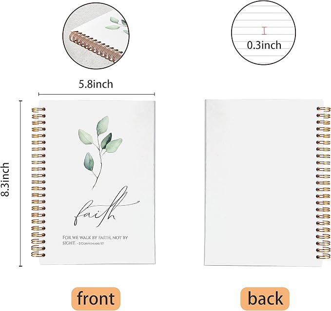 VNWEK Bible Scripture 2 Corinthians 5:7 For Me Walk By Faith Not By Sight Spiral Notebook Journal 5.5 X 8.3 Inches,Christian Lined Hardcover Spiral Notebook,Christian Gifts For Women Men Faith Teens-DeskLoop Office