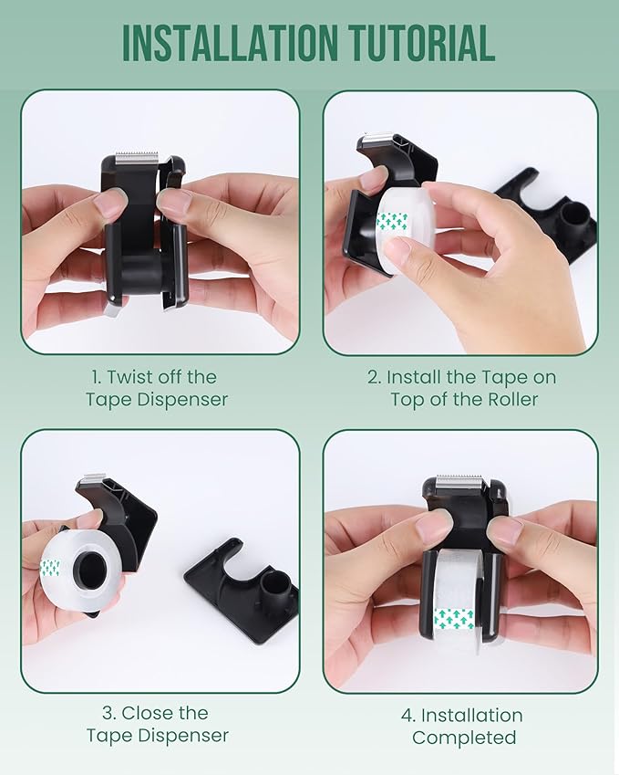 Lichamp 10 Pack Office Desktop Tape Dispenser Includes 10 Rolls of 1 Inch Core Tapes 3/4 in x 1000 in, Red and Black Desk Tape Dispensers Non-Skid Base, Great for School, Office and Home-DeskLoop Office