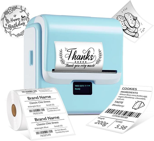ORGSTA Label Maker Machine with Tape, T003 Thermal Label Maker, 3.15 Inch Bluetooth Label Printer Compatible with Phone & PC, Sticker Printer Barcode Thermal Maker for Small Business, Home, School-DeskLoop Office