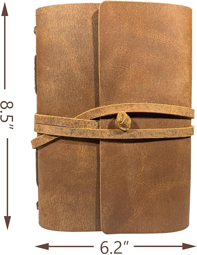 Brown Notebook Journal - Best Genuine Cool Leather Journaling for writers A5 Size Diary 6.2x8.5 Inch,Notepad For Man and Women, Vintage,Gifts,Work,Traveler,Personal-DeskLoop Office