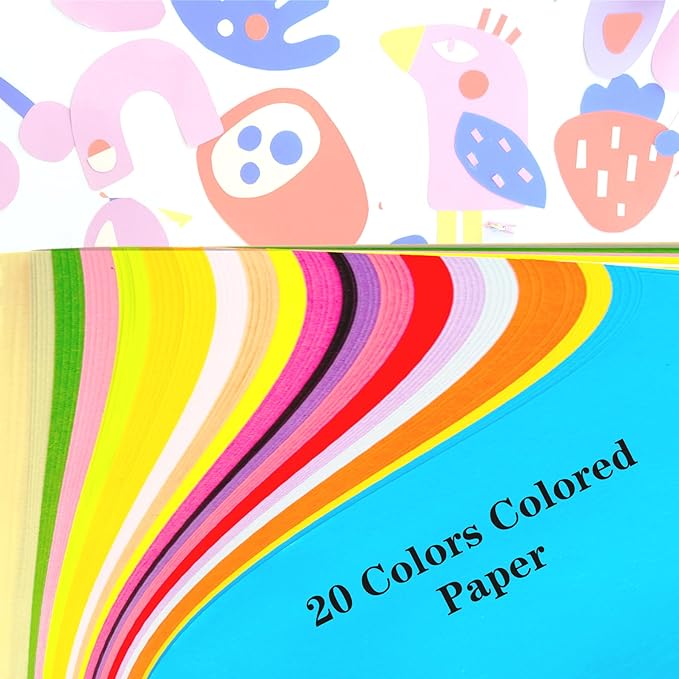200 Sheets 20 Colors Colored Paper A4 Printer Paper Copy Stationery Multipurpose Colored Card Stock Printer Origami for Christmas DIY Kids Art Craft-DeskLoop Office