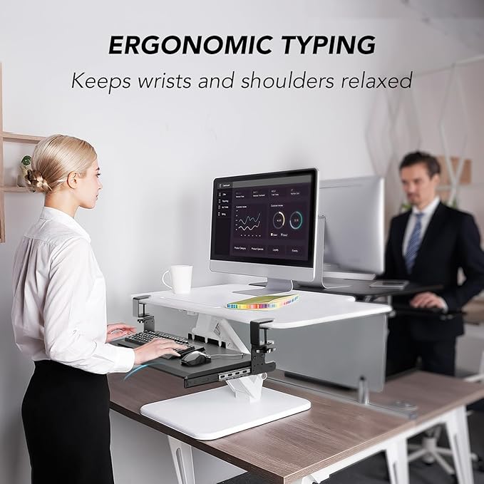 Keyboard Tray Under Desk Pull Out with Extra Sturdy C Clamp Mount System, 27.3 (32.5 inch Including Clamps) x 11 Inch Slide-Out Platform Computer Drawer for Typing Black AX01WB01-DeskLoop Office