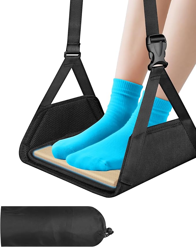 Airplane Foot Hammock for Plane Travel,Foot Sling Swing Rest for Airplane Travel,Plane Foot Hammock and Leg Rest for Long Air Flight,Feet Hammock Footrest and Leg Sling for Long Air Flights.-DeskLoop Office
