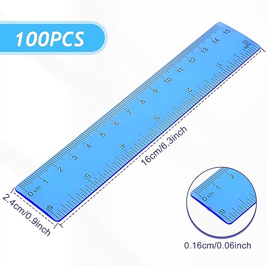 Zonon 100 Pcs 6 Inch Rulers Bulk Plastic Flexible Small Straight Rulers with Inches and Centimeters First Day of School Gift for Students Back to School Office Supplies(Colorful, Transparent)-DeskLoop Office