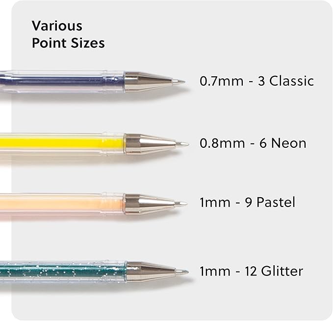U Brands Metallic Gel Pens, Set of 60, Assorted Point Sizes, Glitter, Pastel, Neon and Classic Assorted Colors-DeskLoop Office