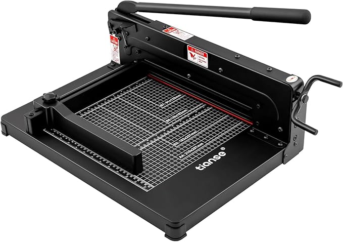 TIANSE Heavy Duty Guillotine Paper Cutter A4 12" Guillotine Paper Cutter 500 Sheet Capacity Solid Steel Construction with Double Safety Protection Perfect for Trimming Paper Cardstock Matboard Black-DeskLoop Office
