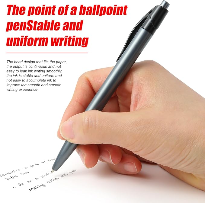Retractable Black Ballpoint Pen for Smooth Writing 1.0mm Medium Pack of 50, Click pens with Comfort grip, Idea for Journaling, Planner, Note Taking Office School Supplies-DeskLoop Office