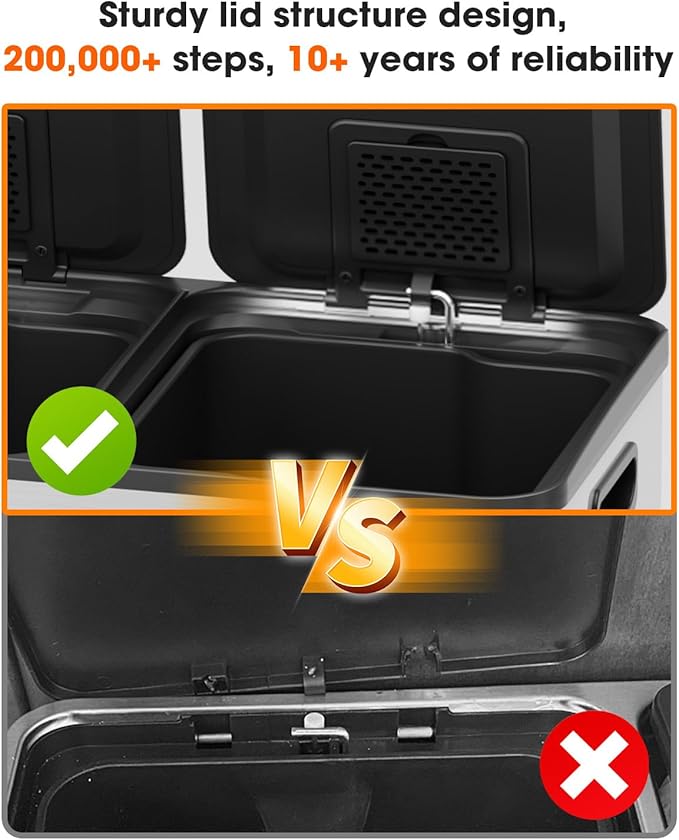 Lovewind Kitchen Trash Can, 2 x 8 Gallon (2 x 30 L) Stainless Steel Trash and Recycle Bin Combo with Soft-Close Lid, Dual Compartment Recycling Kitchen Step Trash Bin, Silver-DeskLoop Office