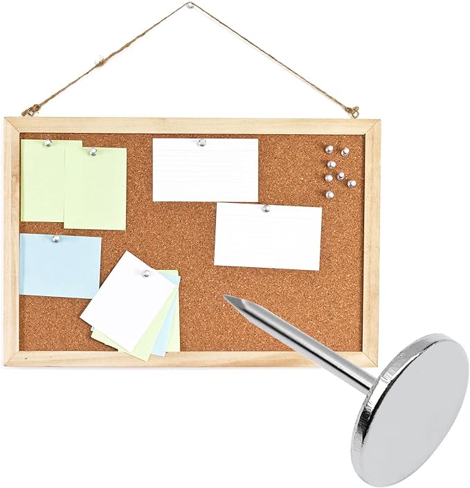 100Pcs Flat Head Upholstery Tacks Home Furniture Decor Tacks Upholstery Nails Flat Push Pins Flat Thumb Tacks Silver (16mmx20mm)-DeskLoop Office