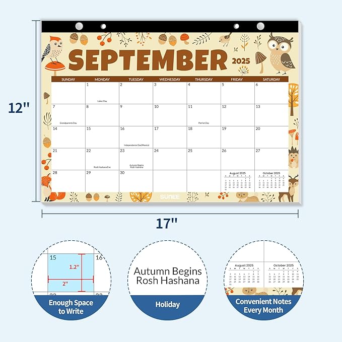 SUNEE Desk Calendar 2025-2026 17x12, 18 Months, JUL. 2025 - DEC. 2026, Academic Desktop Calendar 2025-2026, School Year Large Calendar for Teacher, Seasons Color-DeskLoop Office