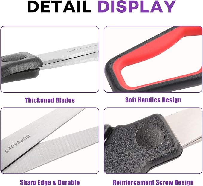 42Pack 8" Scissors All Purpose, Heavy Duty Scissors with Ultra Sharp Blades Comfort Grip Handles - For Office Home School Sewing Fabric Crafts, High/Middle School Student Teacher Scissor-DeskLoop Office