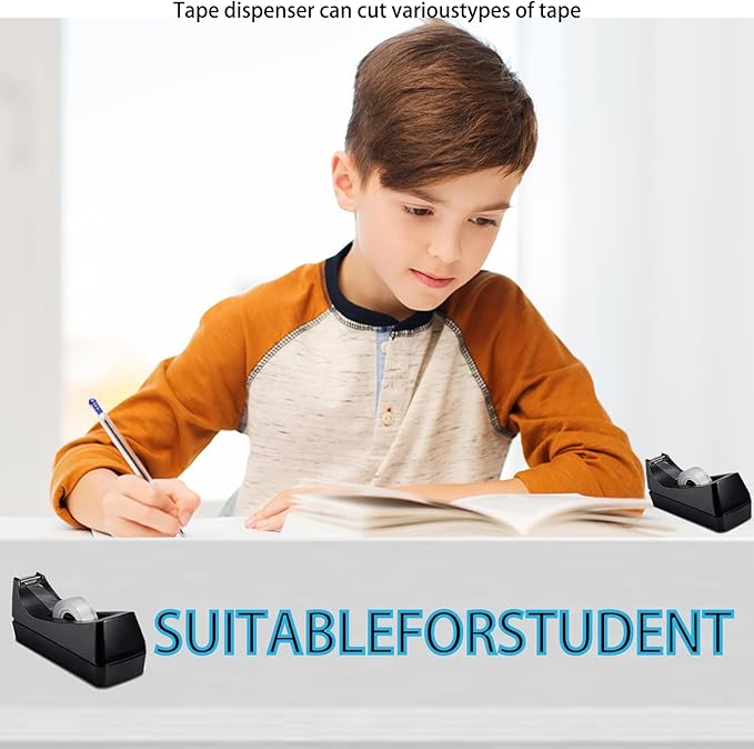 Transparent Tape with Dispenser 6 Pack Tape Dispensers Desk unweighted Non Skid Base Desktop Dispenser Bulk for Office Home School-DeskLoop Office