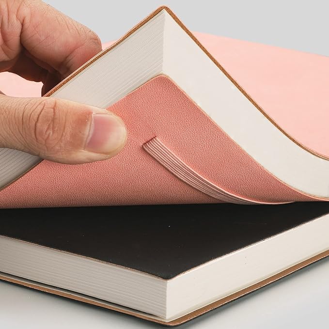 AHGXG Bullet Dotted Journal 2 Pack - B5 Large Journal Dot Grid Notebook (7.6'' X 10'') with Thick 120gsm Dot Paper, Soft Leather Cover, Total 384 Pages, Inner Pocket - BlackPink-DeskLoop Office