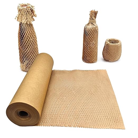 Honeycomb Packing Paper, 15" x 168' Honeycomb Cushioning Wrap Roll for Moving Shipping Packaging Gifts, Recyclable Honeycomb Paper Moving Supplies Bubble Paper Wrapping Protective Roll-DeskLoop Office