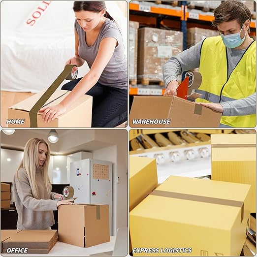 36 Rolls Brown Packing Tape with Dispenser, 1.88" X 60 yd Shipping Tape Bulk, Total 2160 yards, 2.6 mil, 3" Core, Tan Packing Tape Refills, Carton Sealing Tape for Moving Boxes, Package, Mailing-DeskLoop Office