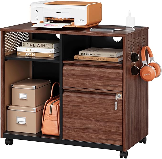 Mobile 2 Drawer File Cabinet,Metal File Cabinet with Lock,Lateral Printer Stand Filling Storage for Home Office-A4/F4/Letter