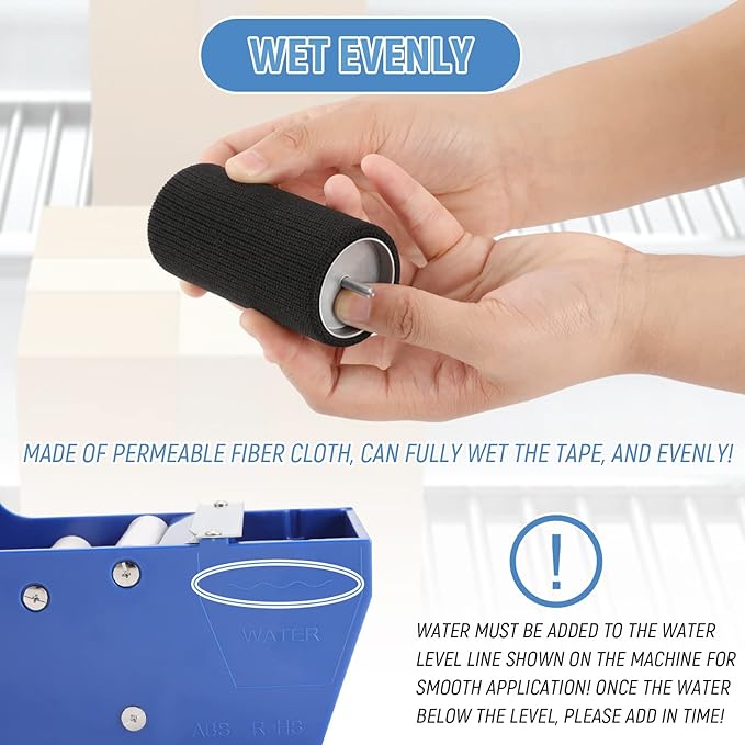 Water-Activated Tape Dispenser, Manual Kraft Gum Tape Dispenser, Width Adjustable 1.18-3.15", Light Weight & Portable Packing Tape Dispenser Set, Blue-DeskLoop Office