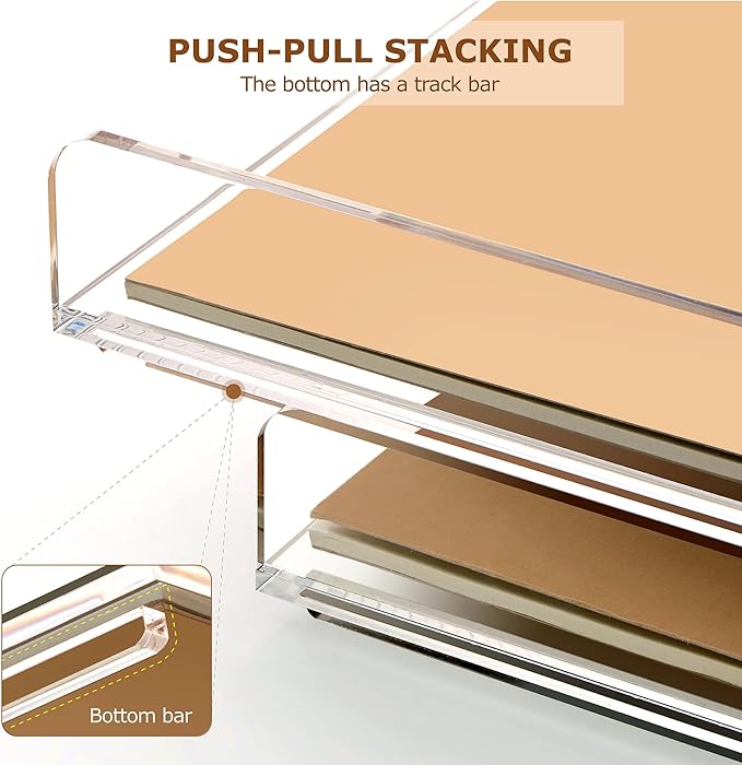 SANRUI 4 Tier Clear Desk Paper Letter Organizer Trays, A4 Stackable File Document Tray, Acrylic Desk Organizers and Accessories Sorter, Workspace Office Supplies Organizers,12.4inx8.86inx6.64in-DeskLoop Office