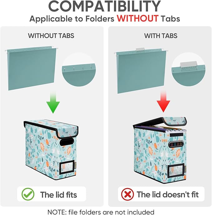 BALEINE File Organizer Box with Lid, Collapsible File Folder Organizer with Plastic Slide, Hanging File Folder Box for Office Document Storage (1 Pack, Spring Stroll, S)-DeskLoop Office