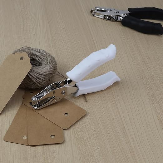 1/4” Circle Shaped Hole Puncher,Handheld Single Hole Punch with White Soft Grip Handle,One Hole Paper Punch for Paper Crafts Tag in Home, Office, Classroom.-DeskLoop Office