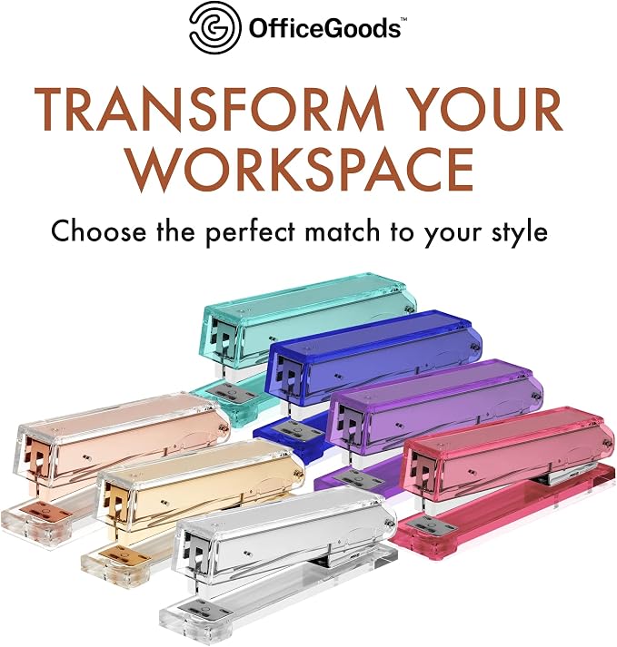 OfficeGoods Acrylic Stapler – Aesthetic & Durable Rose Gold Desk Staple - Image 6