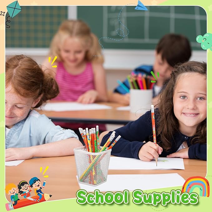 Tenceur 48 Pcs 1st Graders Pencils, 1 Motivational Cute Pencils Bulk with Erasers for Kids Student Teacher Classroom Reward Back to School Supplies-DeskLoop Office