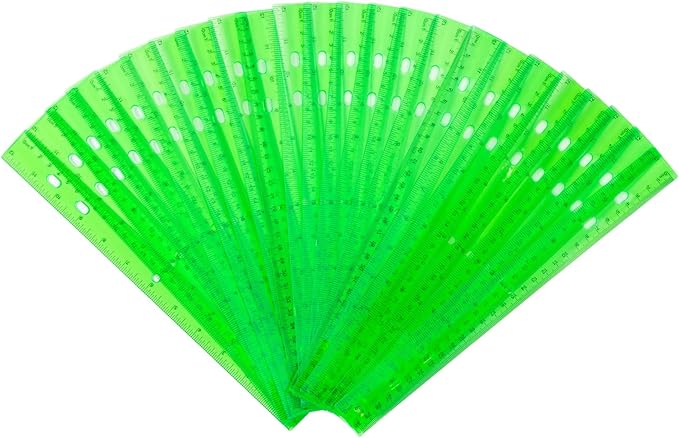 28 Pack Plastic Ruler 12 Inch Transparent Rulers - Metric Bulk for Kids School Office Classroom, Green-DeskLoop Office