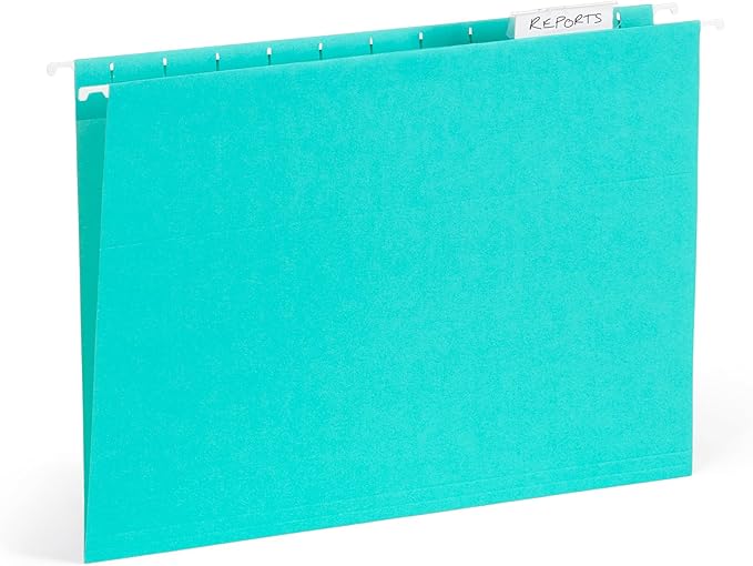 25 Blue Summit Supplies Pretty Hanging File Folders, Pastel Gem Tone Assorted Colors, Cute Hanging File Folders with Plastic Tab Inserts, Holds Letter Size Documents-DeskLoop Office