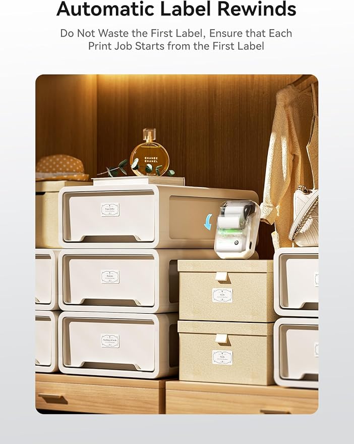 NIIMBOT B1 Label Maker, Portable Bluetooth Thermal Label Printer with Large Waterproof Tape and Multiple Templates for Kitchen, Home, School, Small Business,2 Inch (Silver, 1 Printer+1 Roll Label)-DeskLoop Office