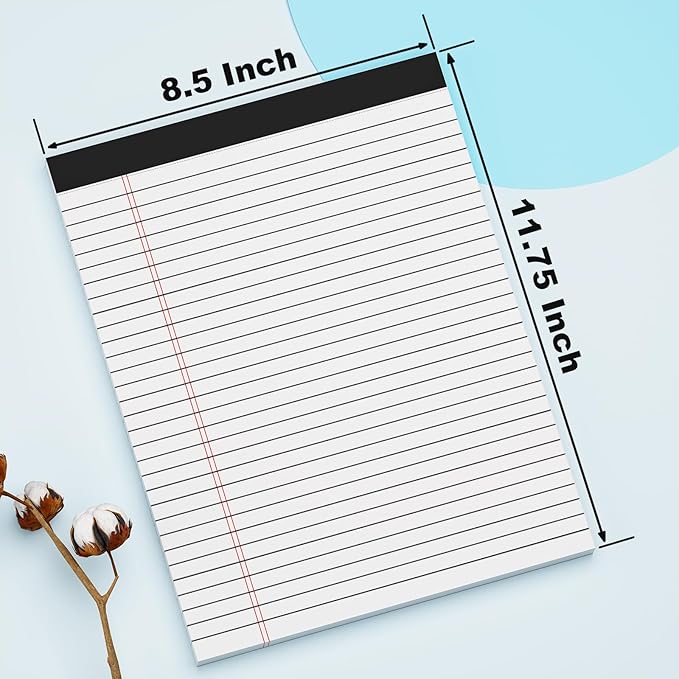 12 Pack of Legal Pads 8.5 x 11 Wide Ruled Writing Pads 8.5" x 11.75" Notepad 30 Sheets per White Legal Pad Clear Print Note Pads 8x11 Pads of Paper-DeskLoop Office