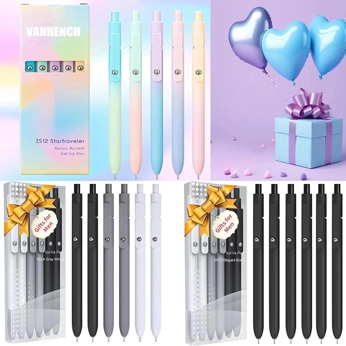 Vanhench 10Pcs Gel Pens, Cute Pens for Trendy Teen Girl Stuff, Happy Birthday Gift Basket, Aesthetic School Supplies, Ideal for 8 9 10 11 12 13 14 Year Old Girl (10PCS Gradient)