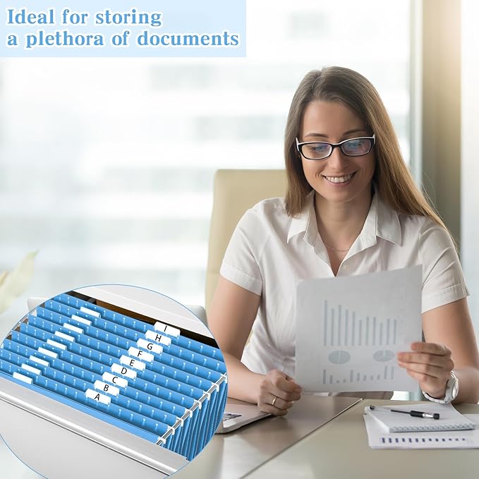 gisgfim 25 Pack Reinforced 11x17 Hanging File Folders 1/5 Cut Heavy Duty Hanging File Folders with Plastic Tabs & Label Cards Expanding Hangers File Organizer for Drawing Engineering Document (Blue)-DeskLoop Office