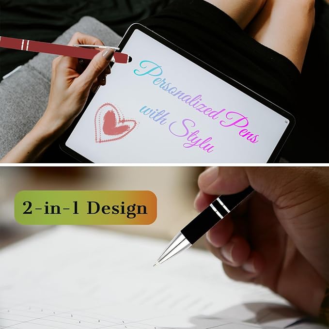 Personalized Pens with Name Logo or Message, Up to 1200 pcs Bulk Custom Metal Ballpoint Pen with Black Ink Customized Gift for Business, Graduation and Promotions (Red)-DeskLoop Office