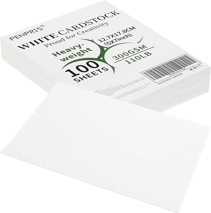 100 Sheets White Cards Blank - 5''x7'' White Card Stock 300gsm/110lb Thick Paper Cardstock, Heavy CardStock Blank for Wedding Invitations, Index Cards, Greeting, Note - PAP07300100-DeskLoop Office