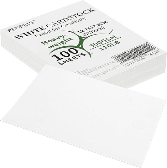 100 Sheets White Cards Blank - 5''x7'' White Card Stock 300gsm/110lb Thick Paper Cardstock, Heavy CardStock Blank for Wedding Invitations, Index Cards, Greeting, Note - PAP07300100-DeskLoop Office